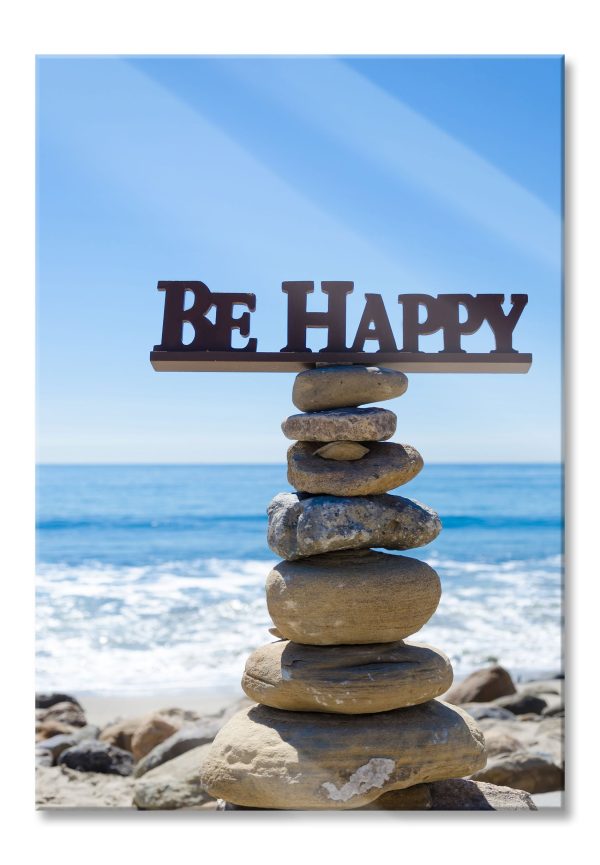 Steinturm am Strand, Glasbild Online