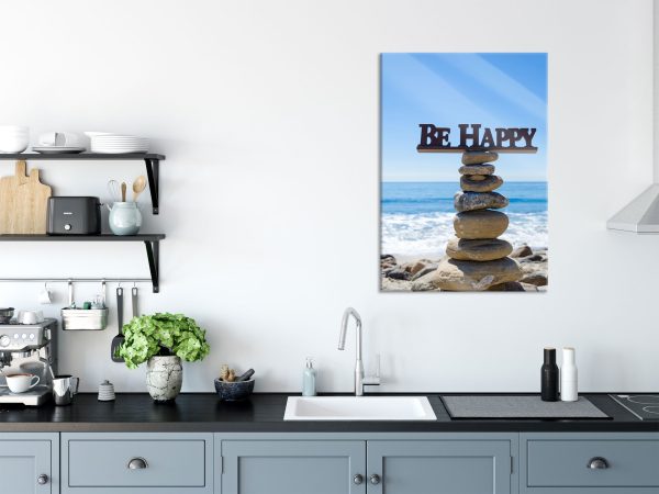 Steinturm am Strand, Glasbild Online – Bild 3