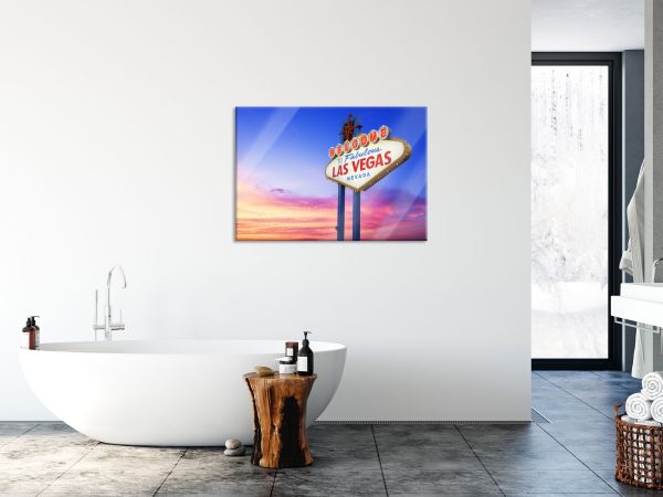 Las Vegas Schild in der Dämmerung, Glasbild Schn?ppchen – Bild 4