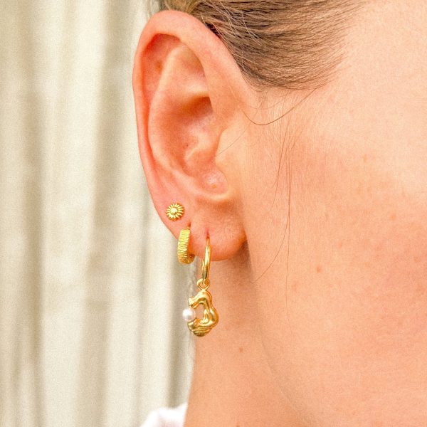 float Pearl Swirl Ohrring Gold Verkauf – Bild 3