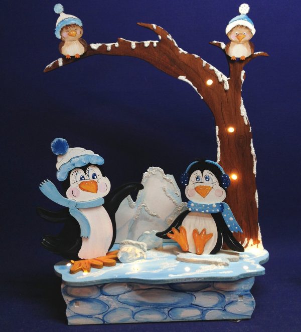 Komplettset: Baum mit Bodenplatte mit Pinguine und Felsen Online-Verkauf