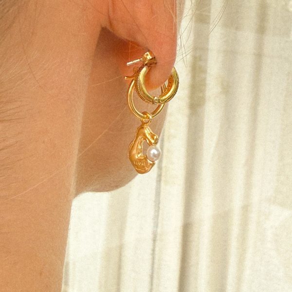float Pearl Swirl Ohrring Gold Verkauf – Bild 2